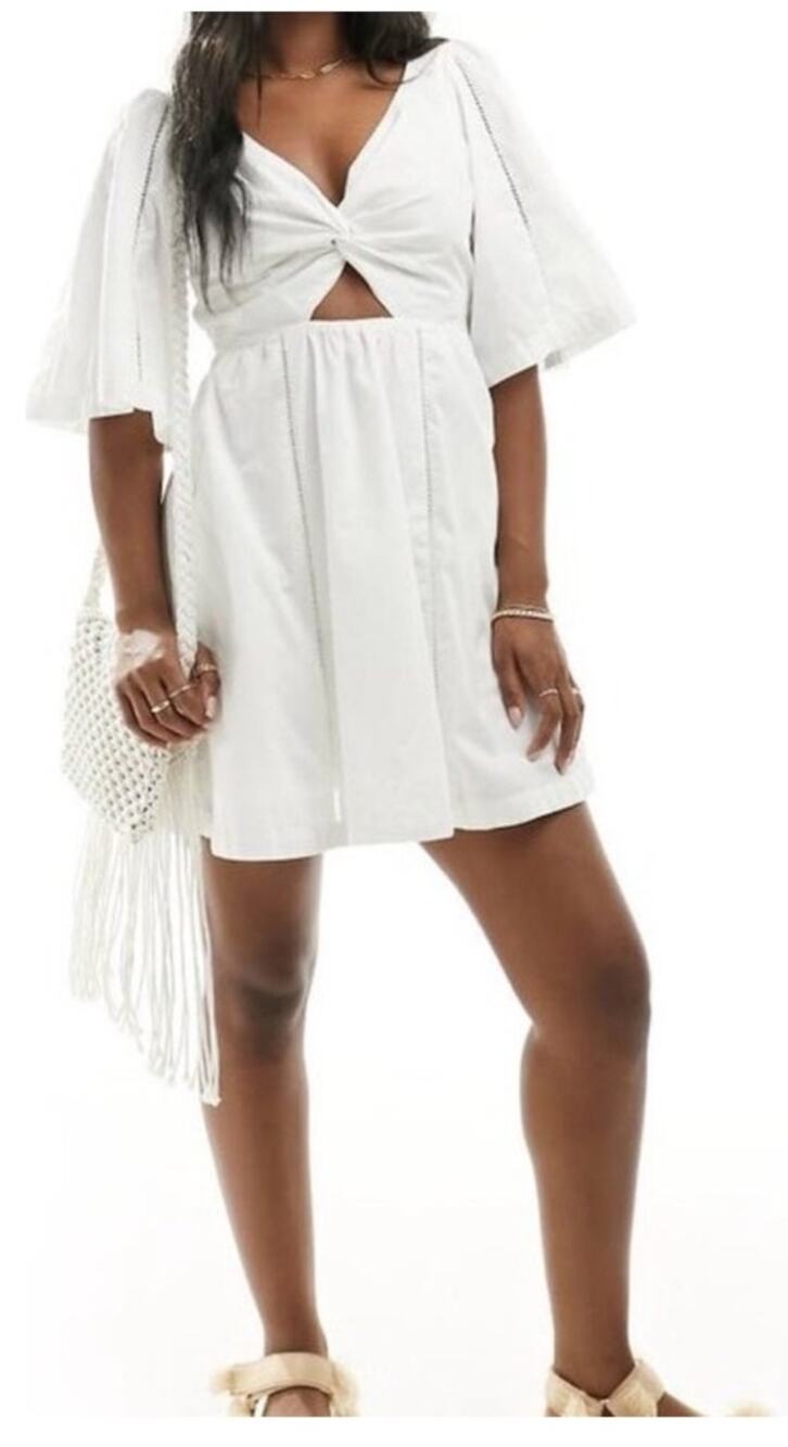 Abercrombie & Fitch White Poplin Twist Front Dress XS Mini